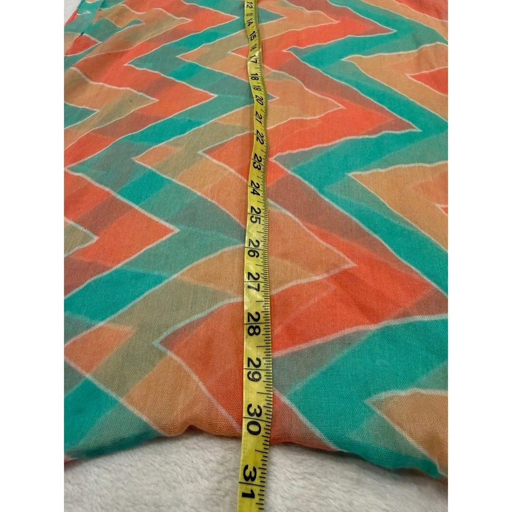 Lavello Women Orange Teal Chevron Infinity Scarf 100% Viscose Geometric Loop